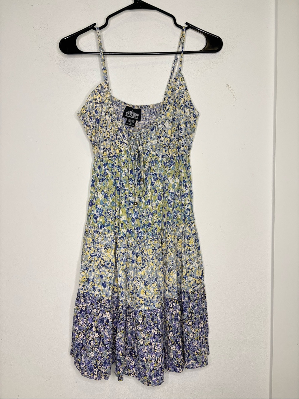 ANGIE DITSY FLORAL BOHEMIAN STRAPLESS FLOWY MINI DRESS SZ LG